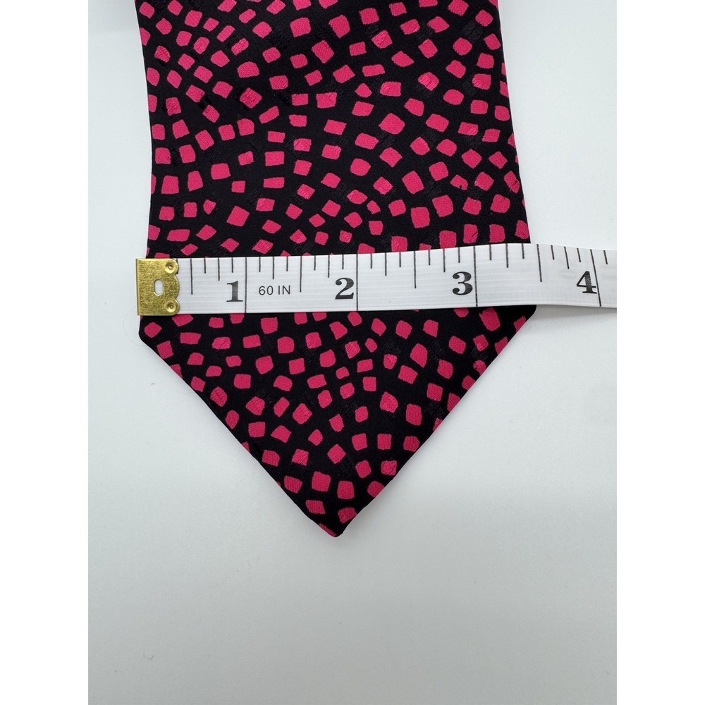 Handmade Lesja Cravate Tie Black Pink Geometric Dot Pattern Silk‎ Necktie Mens - Picture 3 of 7